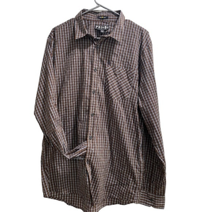 Volcom Mens‎ Dansbury Long-sleeve Button Down Shirt size XL Slim Fit Brown/Blue